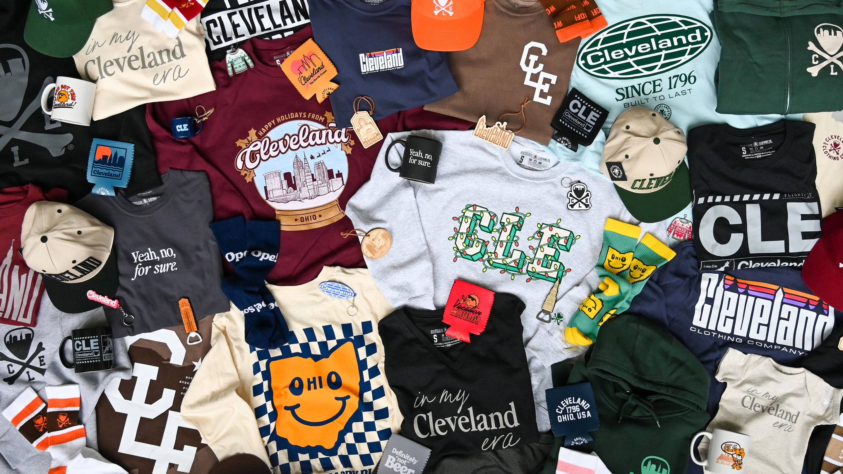Cleveland Football Shirts, Sweatshirts, Hats, Glassware, Socks, and More