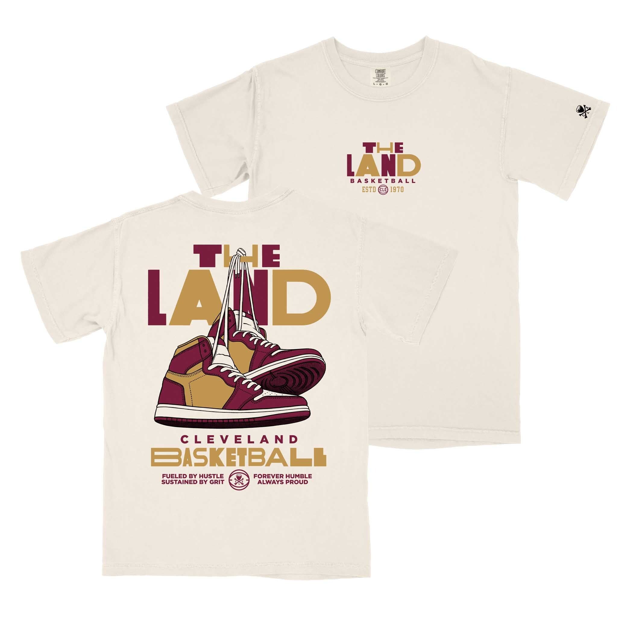 The Land Dunks Cleveland Basketball T-Shirt Wine Gold Fan Gear