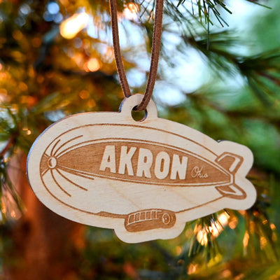 Akron Blimp Wood Ornament