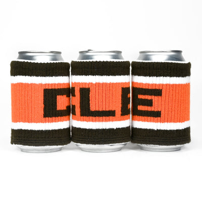 CLE Knit Can Cooler - Brown/Orange