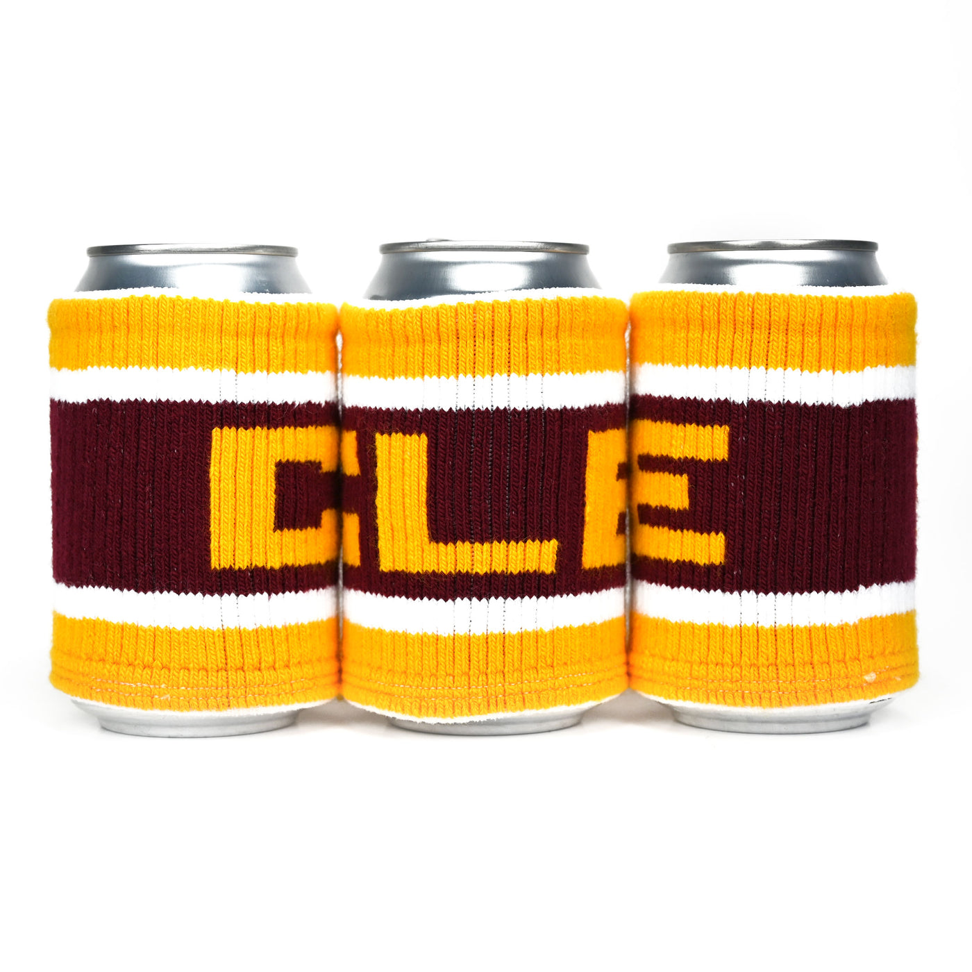 CLE Knit Can Cooler - Wine/Gold