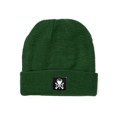 CLE Logo Waffle Knit Beanie, Forest Green