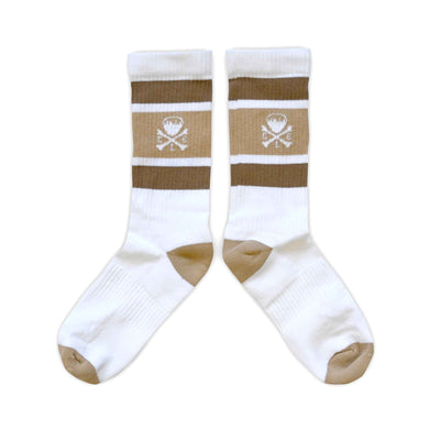 CLE Logo - Striped Crew Socks - Sand/Brown