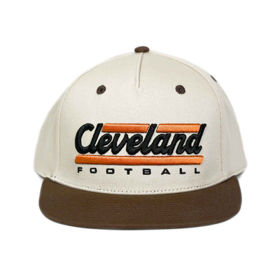 Cleveland Football Script Snapback Hat - Khaki