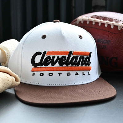 Cleveland Football Script Snapback Hat - White