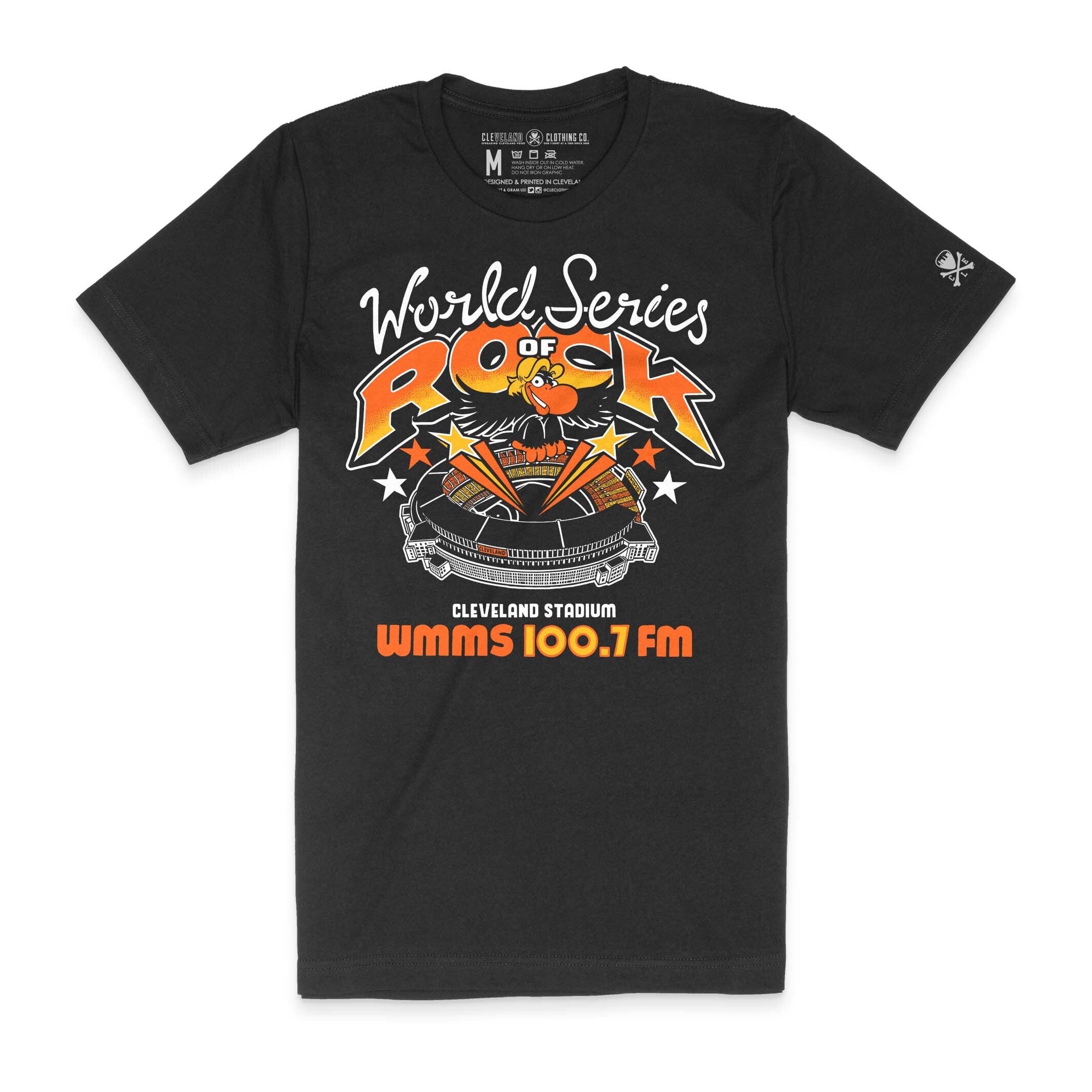 Cleveland Wmms 100.7 FM The Buzzard World Series of Rock Unisex Crew T Shirt Officially Licensed Black Heather S