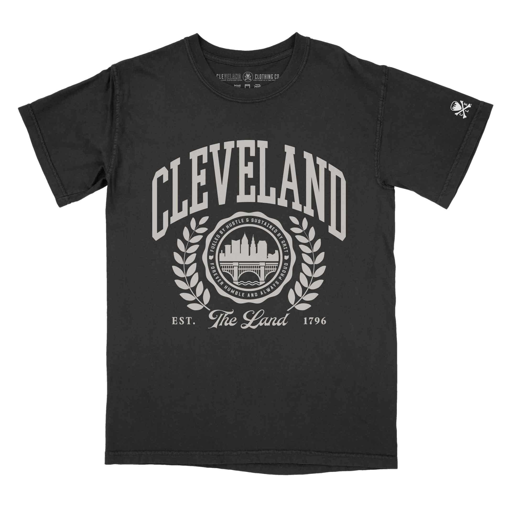 トップス CLESSTE COLLEGE LOGO T-SHIRT DRAWSTRINGS Cleveland Collegiate Seal Unisex T-Shirt (Black) | CLE Clothing Co.