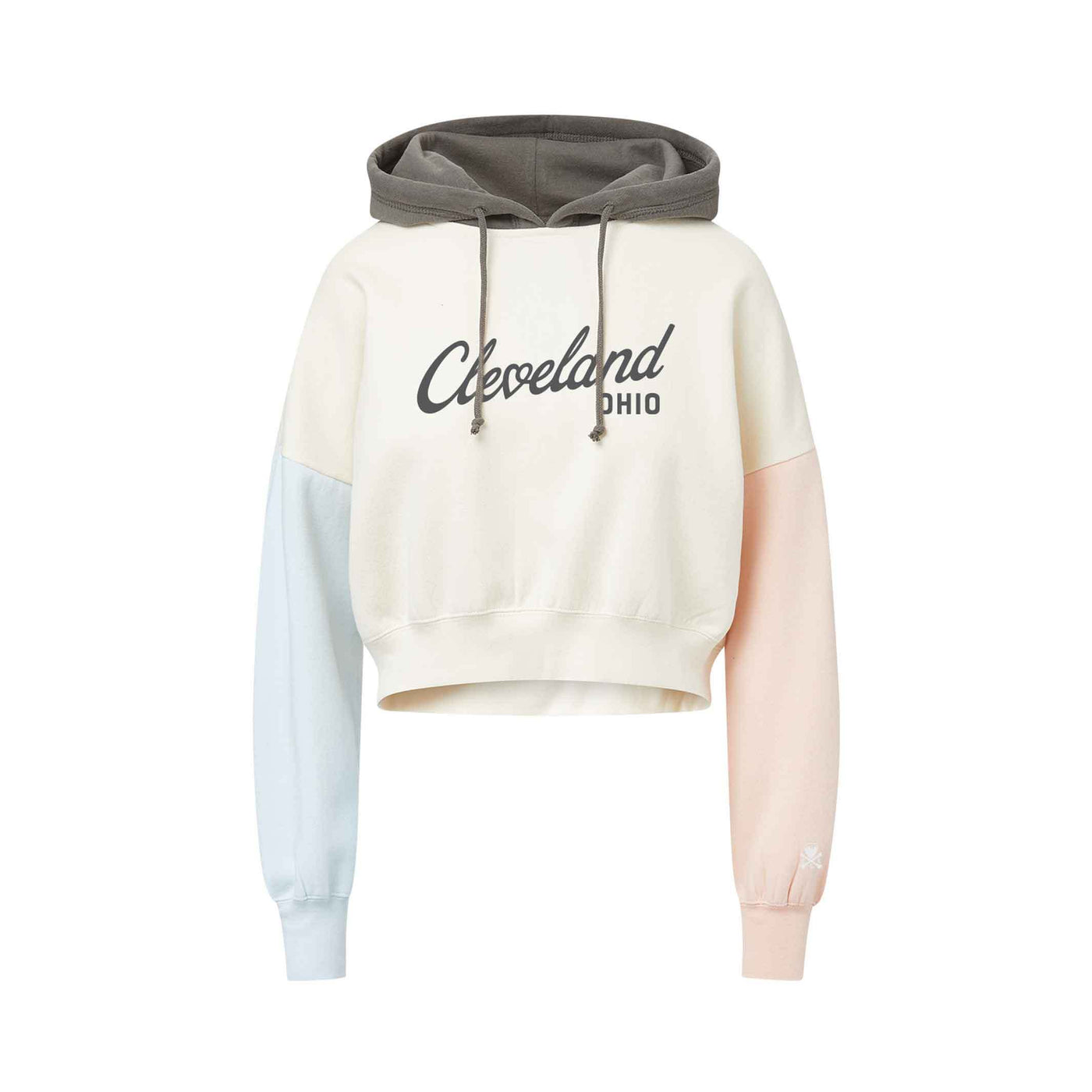 Cleveland Heart Script - Color Block Womens Pullover Hoodie