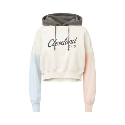 Cleveland Heart Script - Color Block Womens Pullover Hoodie