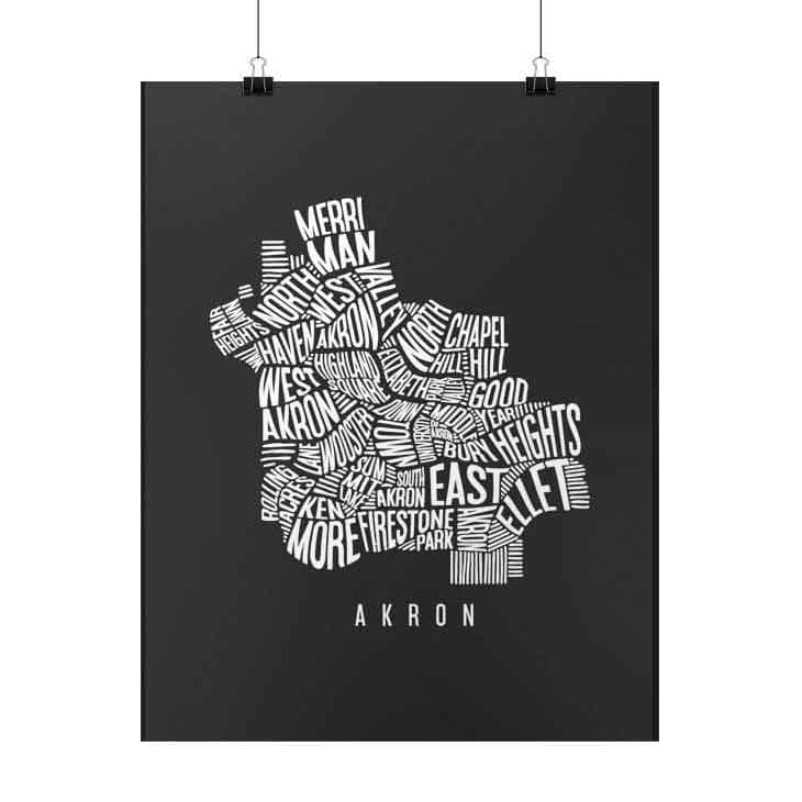 Akron Word Collage Map - Print