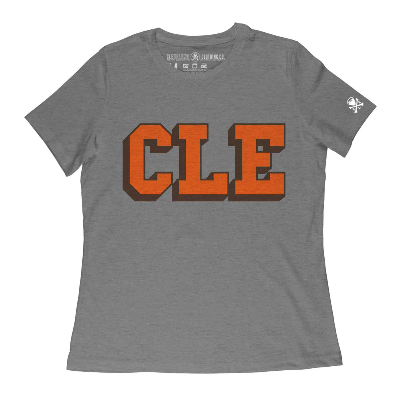 CLE College - Brown/Orange - Womens Relaxed Fit Crew T-Shirt