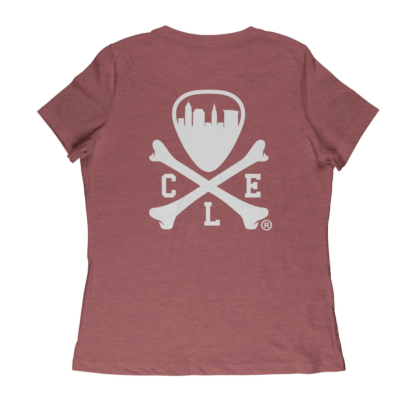 CLE Logo - Womens Relaxed Fit V Neck T-Shirt - Heather Mauve