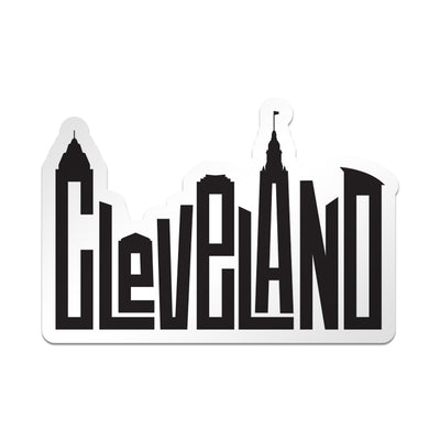 CLE Sticker, Cleveland Skyline Letters