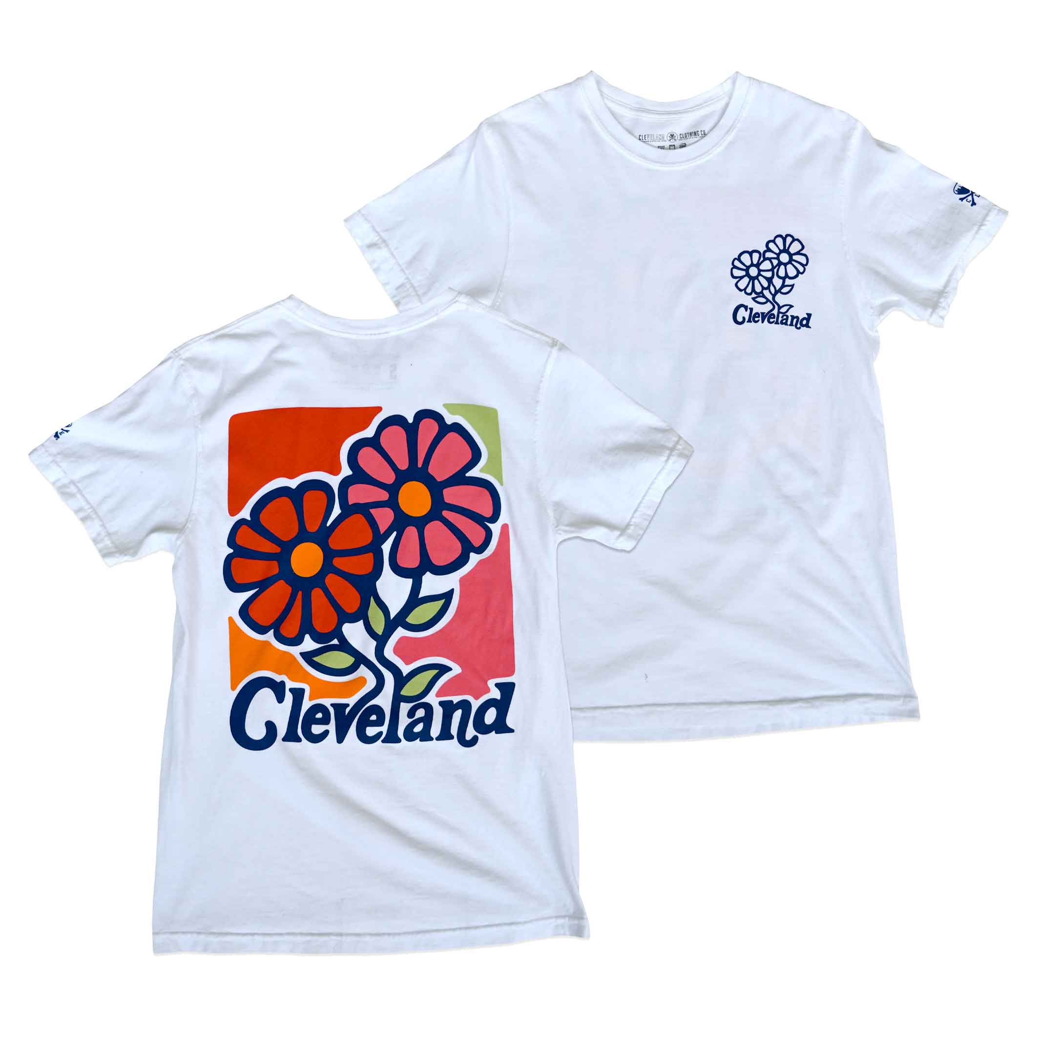 Cleveland Flowers - Crew T Shirt, Tee, T-shirtneck T-Shirt White / 3XL