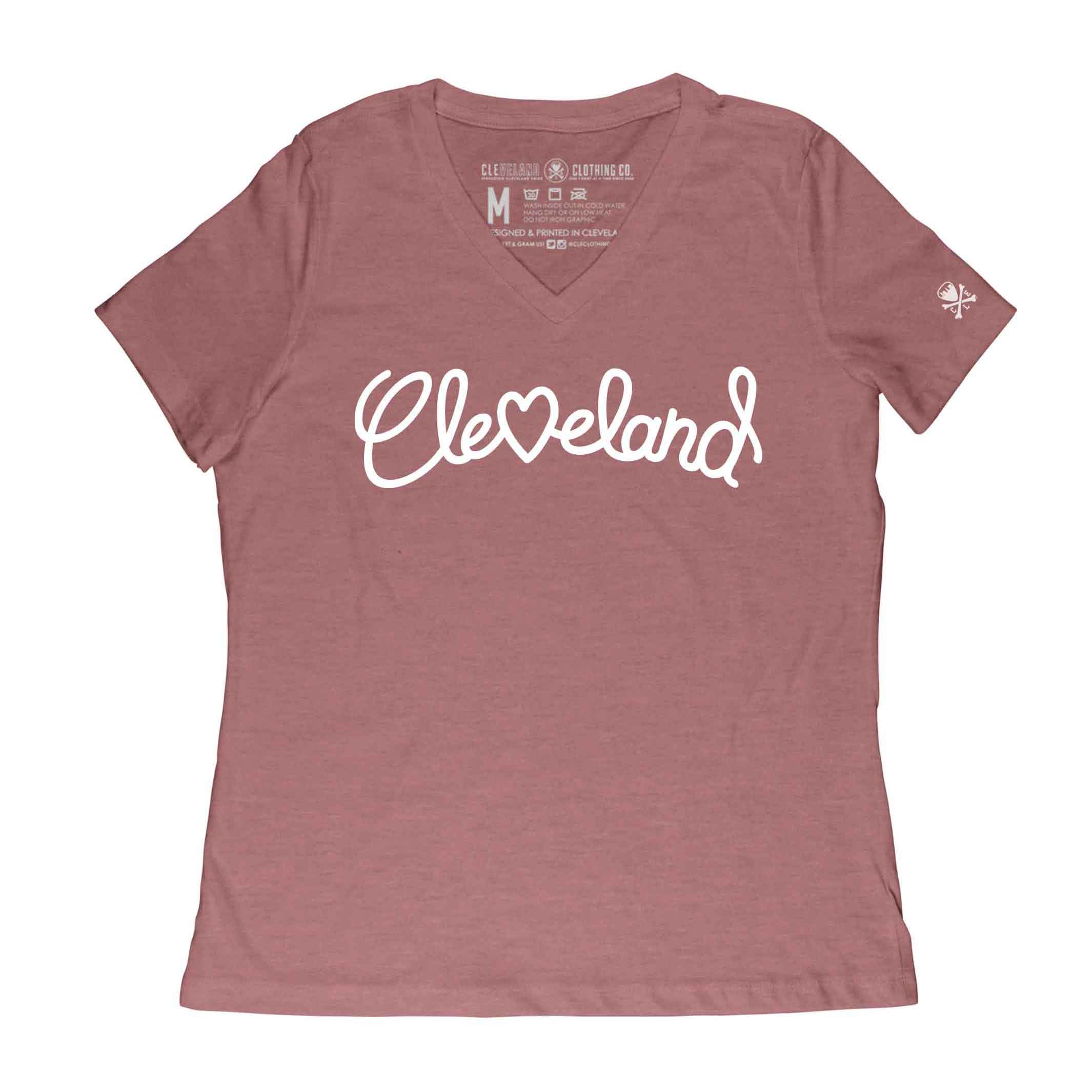 Womens Cleveland Football Script Slouchy T Shirt XLarge