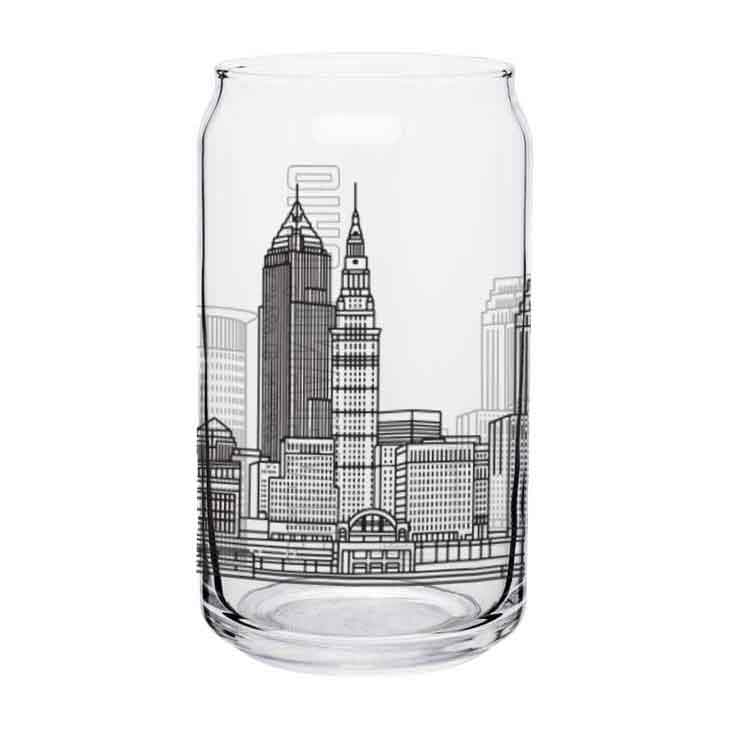 Cleveland Skyline Pop Can Glass