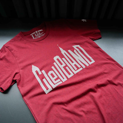 Cleveland Skyline Letters - Wine/Gold - Unisex Crew T-Shirt