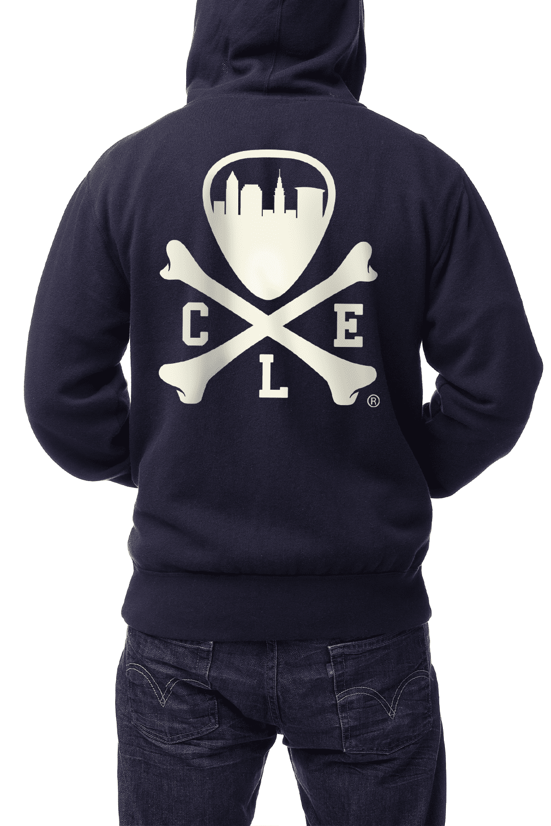CLE Logo Full-Zip Hoodie - Navy