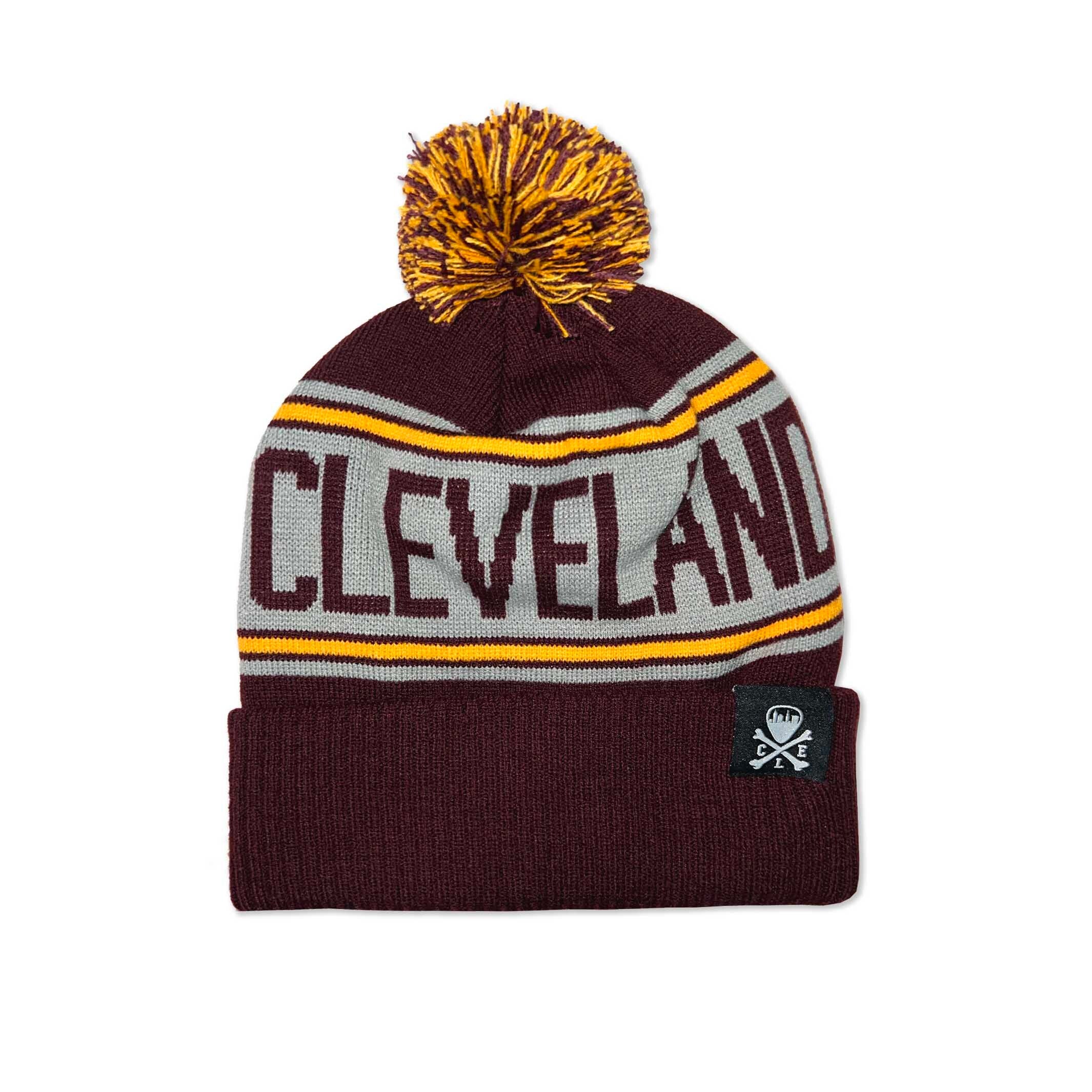 Cleveland Jacquard Pom Beanie - Maroon