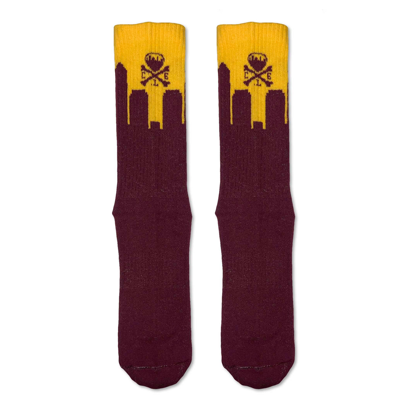 Cleveland Skyline Socks - Wine/Gold