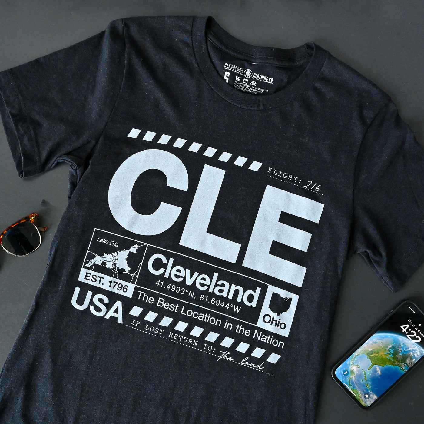 CLE Airport Code - Mens/Unisex Crew T-Shirt