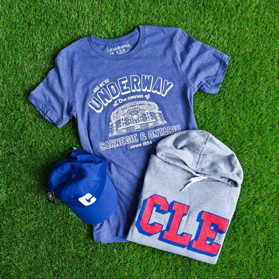 CLE College Pullover Hoodie - Navy/Red - Athletic Grey