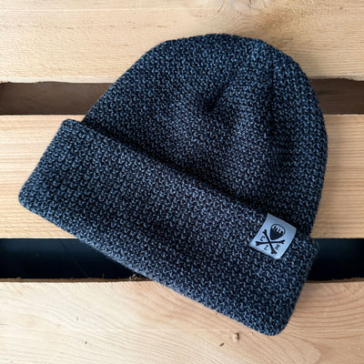 CLE Logo Shallow Rib Knit Beanie - Black