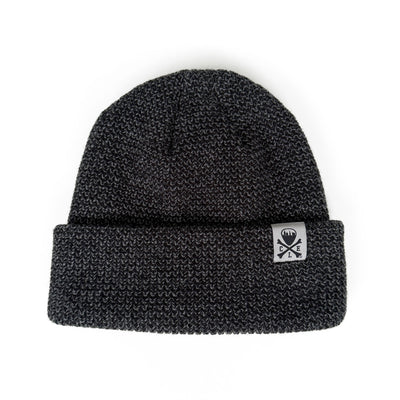 CLE Logo Shallow Rib Knit Beanie - Black