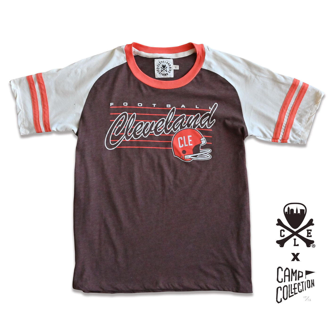 Limited Edition CLE x CAMP COLLECTION : Cleveland Football Vintage Script - Unisex Crew T-Shirt