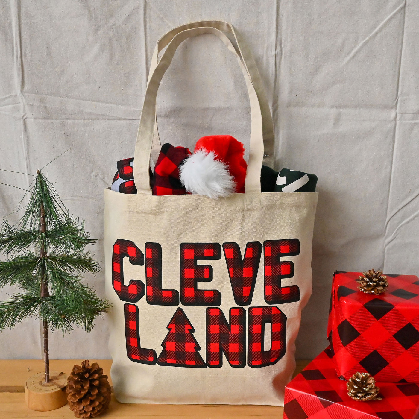 CLEVELAND - Buffalo Plaid Tote Bag
