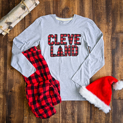 CLEVELAND - Buffalo Plaid - Unisex Crew Long Sleeve T-Shirt