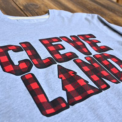 CLEVELAND - Buffalo Plaid - Unisex Crew Long Sleeve T-Shirt