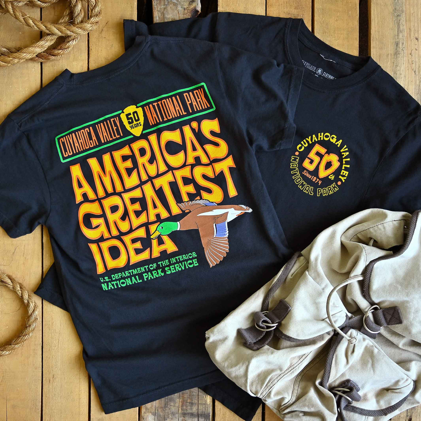 Cuyahoga Valley National Park - CVNP 50th Anniversary - America's Greatest Idea - Unisex/Mens Crew T-shirt