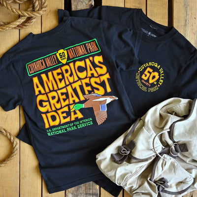 Cuyahoga Valley National Park - CVNP 50th Anniversary - America's Greatest Idea - Unisex/Mens Crew T-shirt