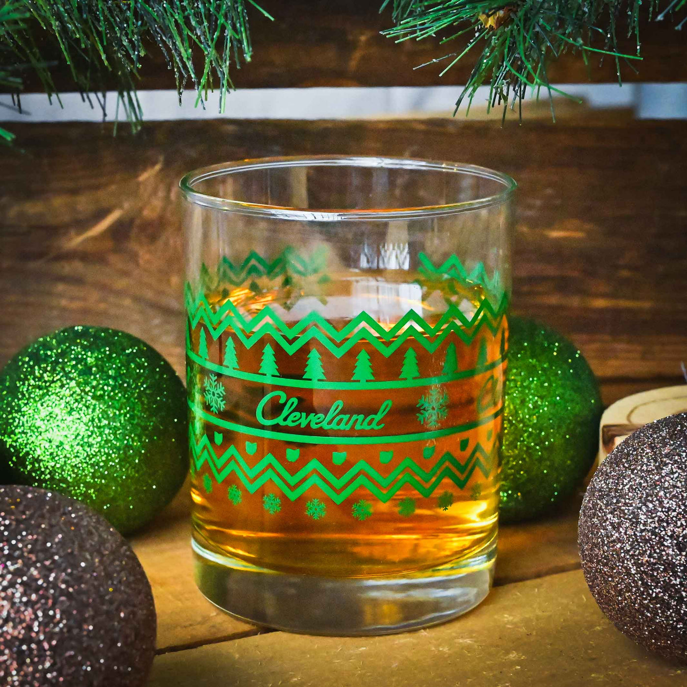 Cleveland Holiday 140z Old Fashioned Glass