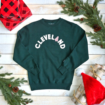 Cleveland Frosted Christmas Tree Arch - Unisex Crewneck Sweatshirt