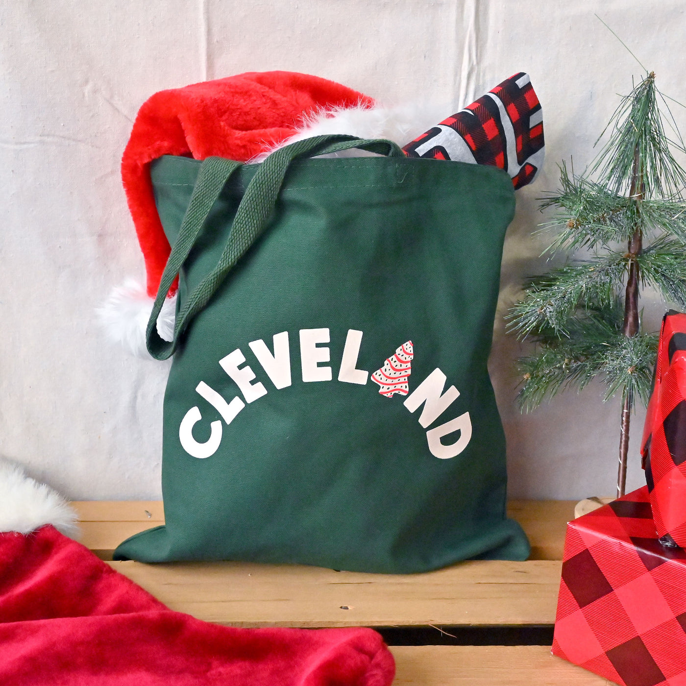 Cleveland Frosted Christmas Tree Arch Tote