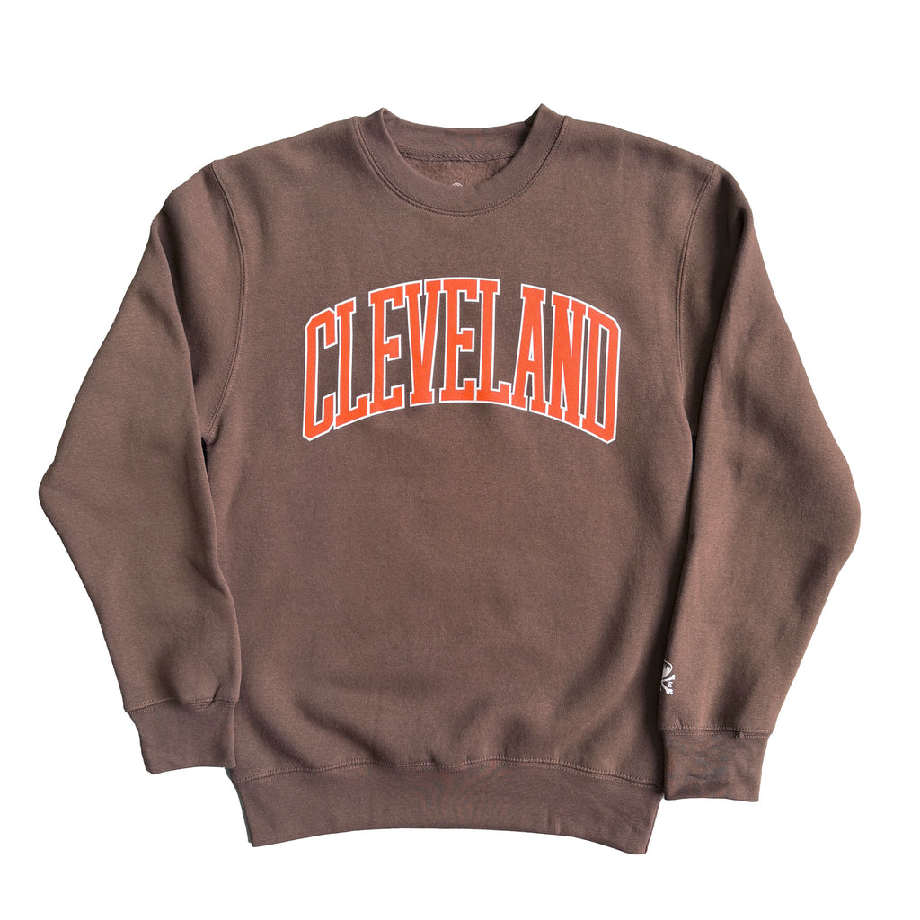 Cleveland Football Sweatshirt | Brown & Orange Crewneck