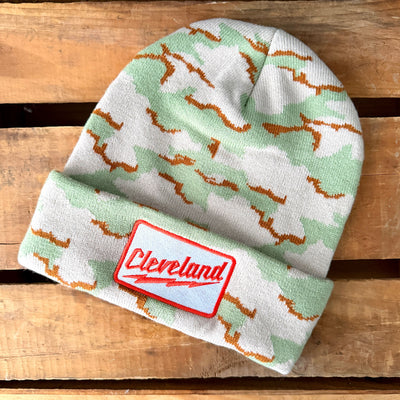Cleveland Lightning Bolt Camo Knit Beanie