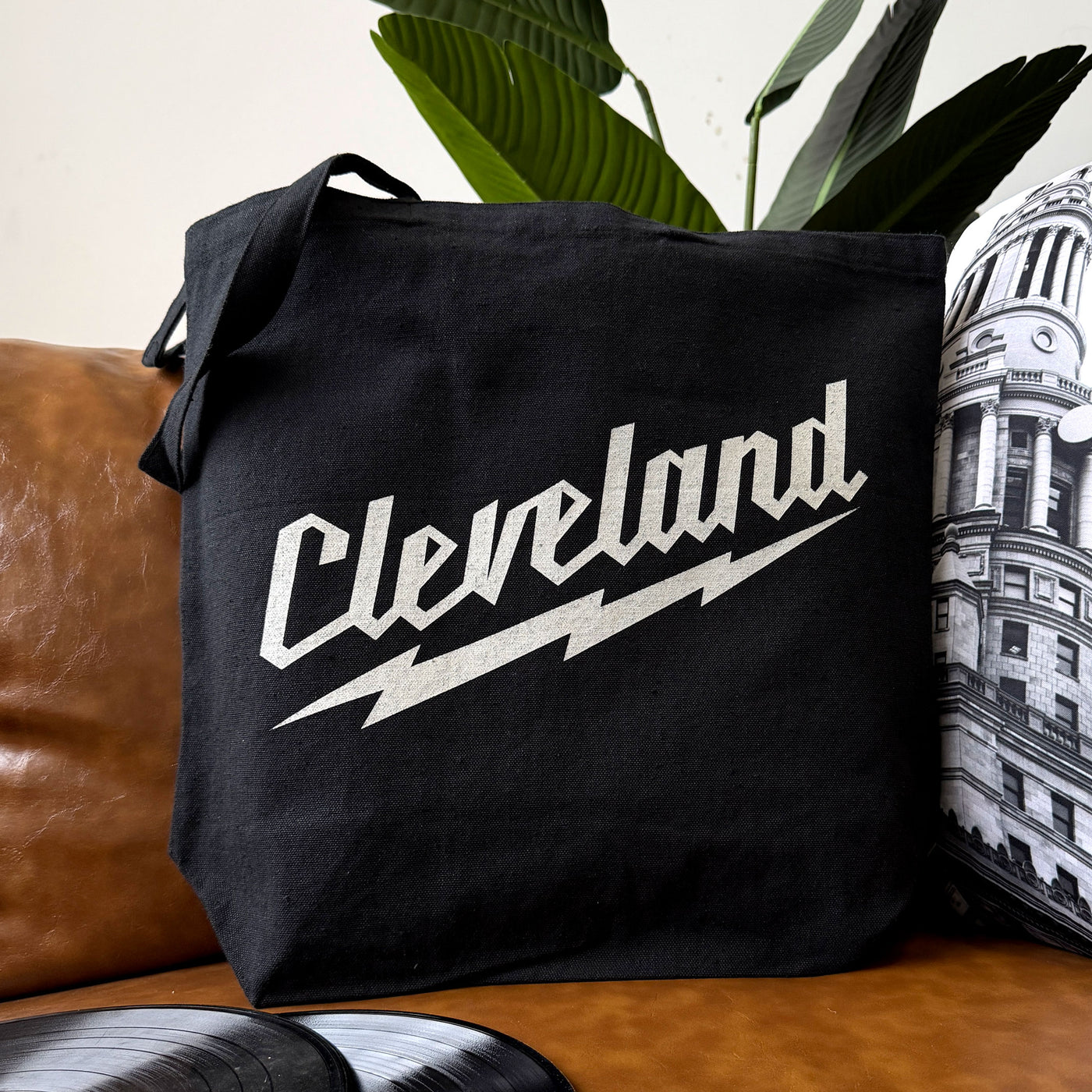 Cleveland Rock Script Lightning Bolt Tote