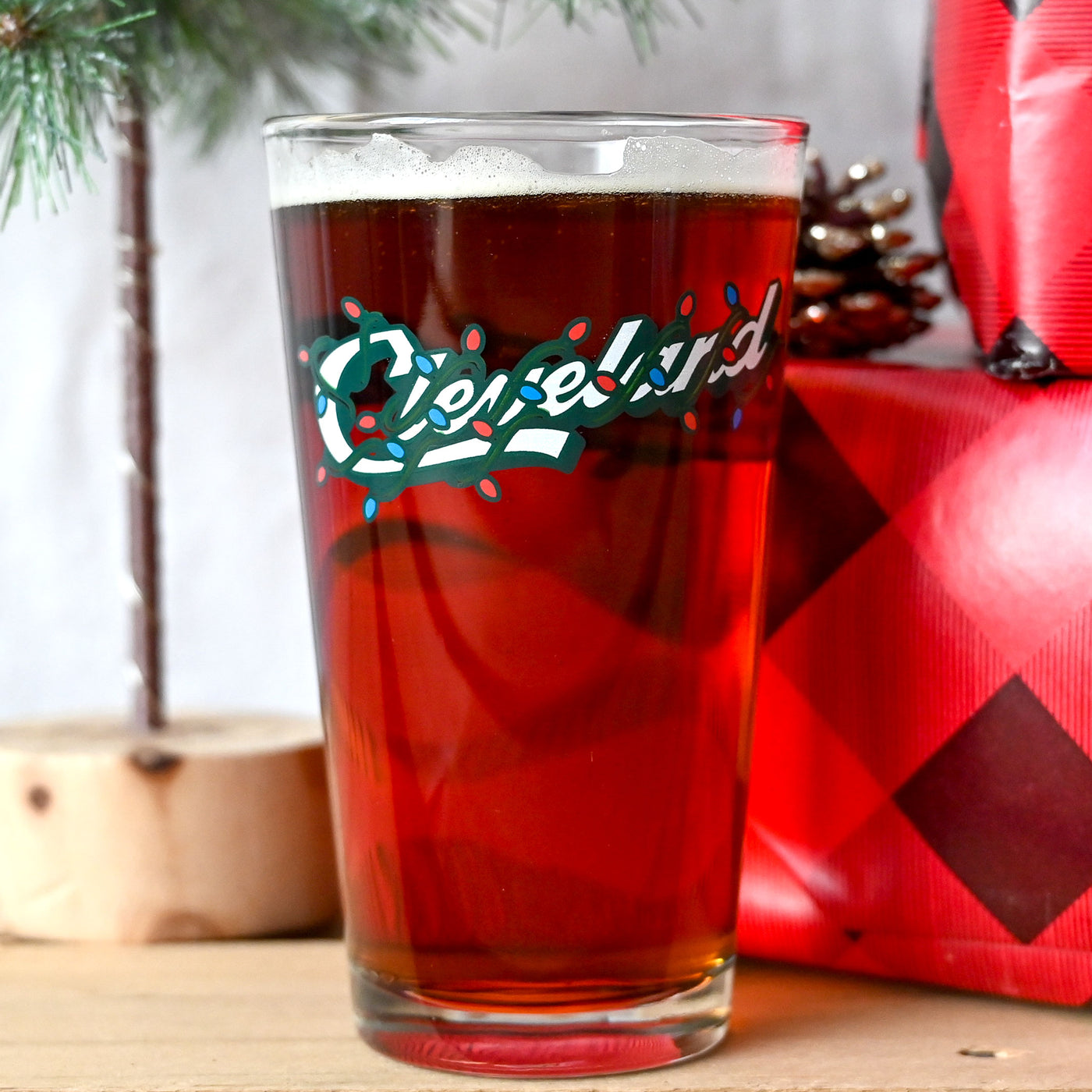 Cleveland Script Lights Pint Glass