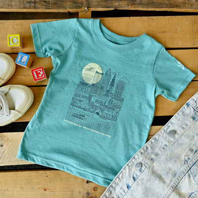 Cleveland Skyline Icons - Toddler Crew T-shirt