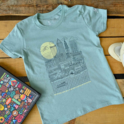 Cleveland Skyline Icons - Youth Crew T-shirt