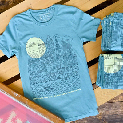 Cleveland Skyline Icons - Unisex/Mens Crew T-shirt