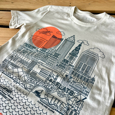 Cleveland Skyline Icons, Heather Oatmeal - Mens/Unisex Crew T-shirt