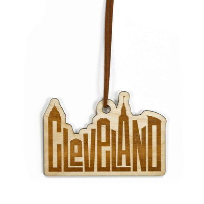 Cleveland Skyline Letters Wood Ornament