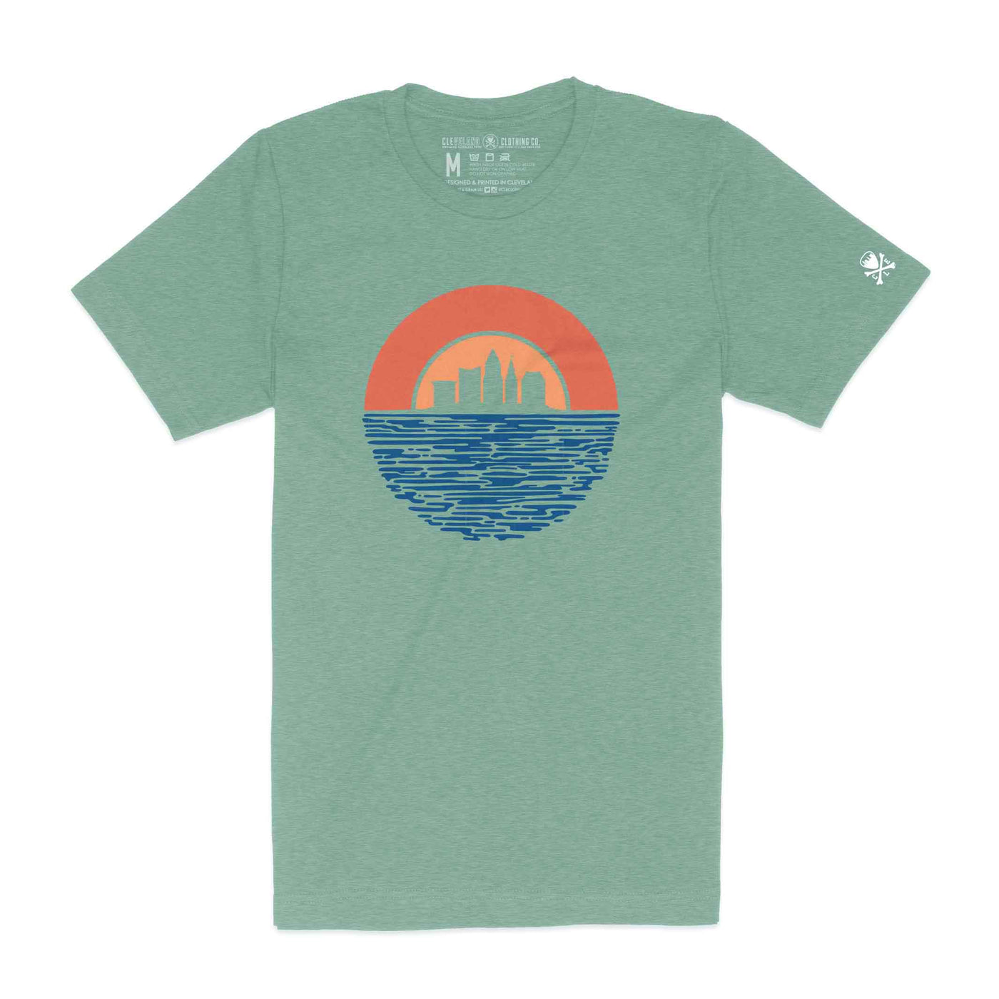 Cleveland Sunset - Unisex Crew T-Shirt - Heather Sage