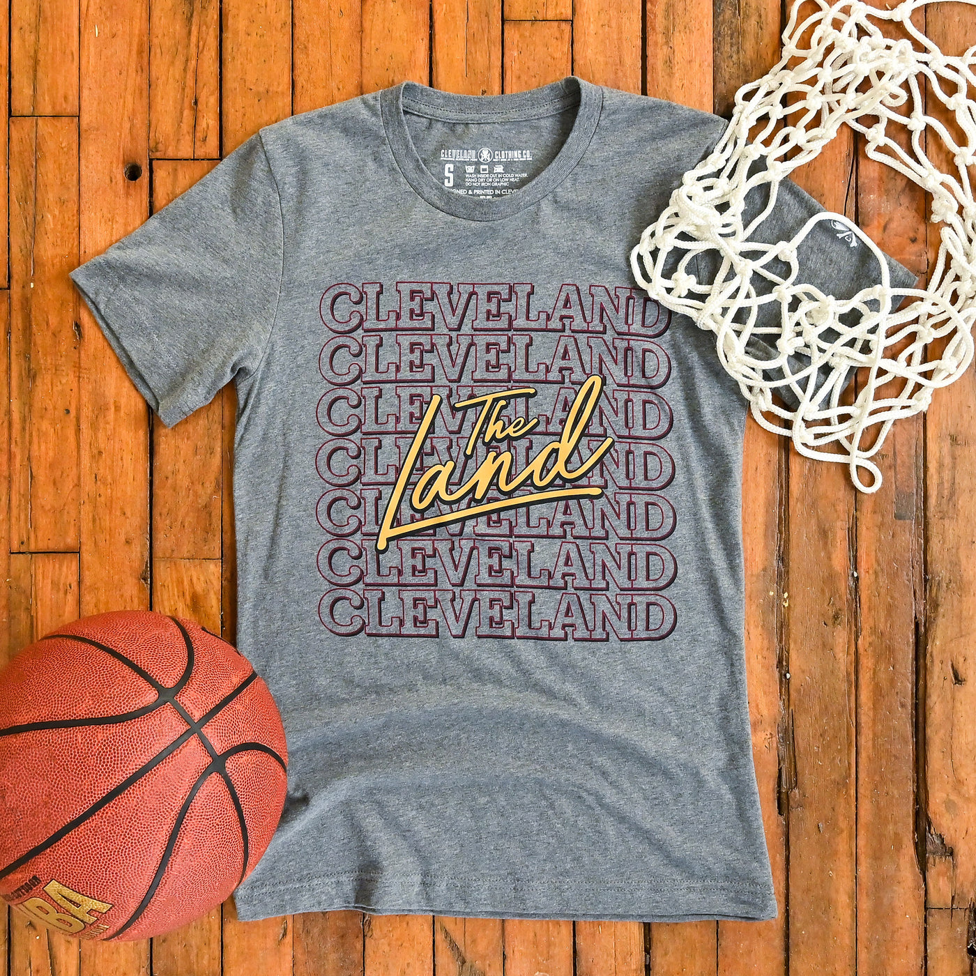 The Land Cleveland Repeat - Wine/Gold - Unisex Crew T-Shirt