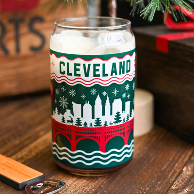 Cleveland Holiday Pop Can Glass