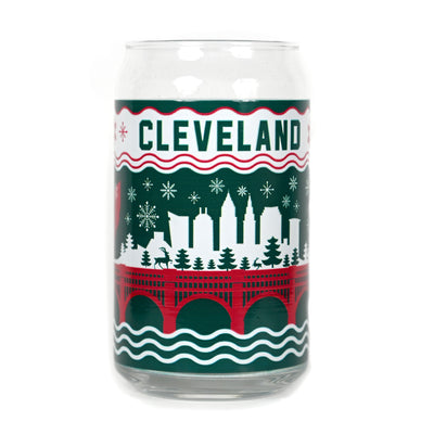 Cleveland Holiday Pop Can Glass